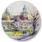 Designart - Castel Through The Trees of The Park - Country Metal Circle Wall Art